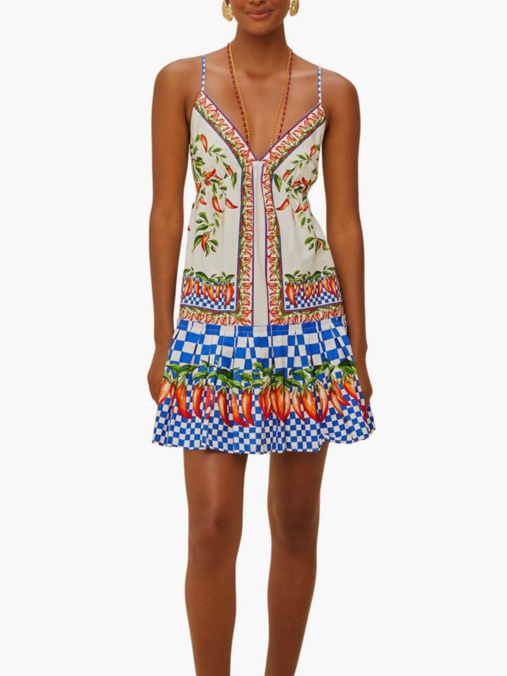Farm Rio Picnic Peppers Ainika Organic Cotton Mini Dress NWT